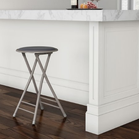 Hastings Home 24-Inch Round Folding Stool, Gray 800973GPC